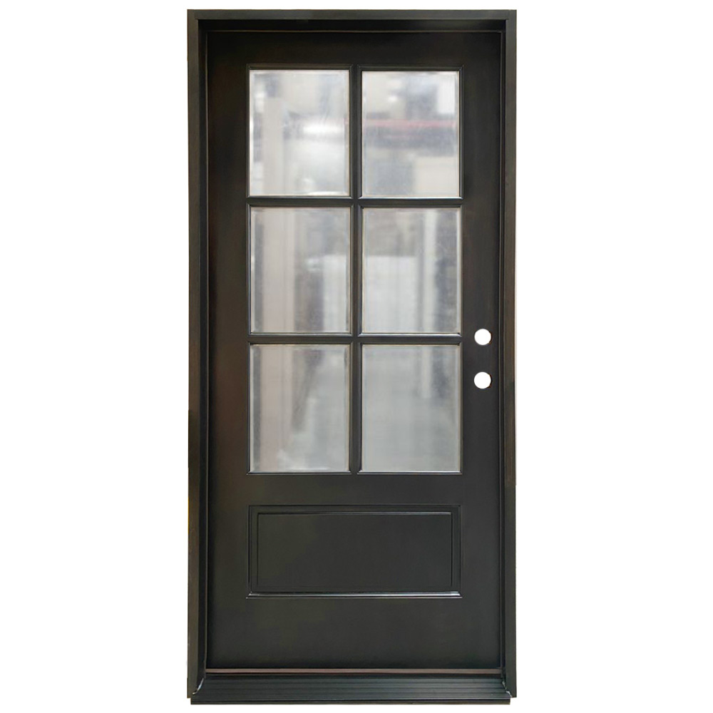 まみ291様ブラウンlg TCM200 6-Lite Exterior Wood Door - Clear Glass - Russet - Left